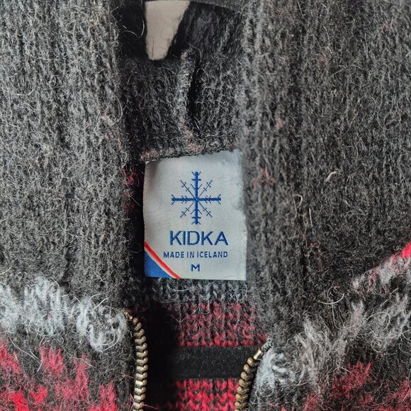 Kidka Icelandic Sweater Womens M Gray Wool Cardigan Full Zip Long Sleeve Hooded - Picture 4 of 8